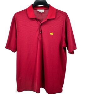 Masters Performance Golf Polo Shirt Red Striped Mens Size Large Embroidered Logo